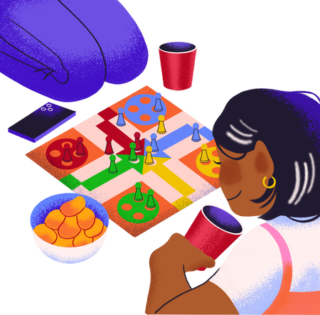 Vibrant Textured Friends Playing a Board Game